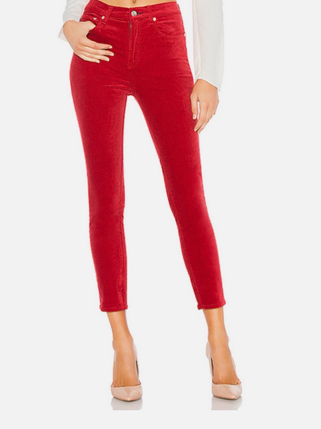 Rag & Bone Red Velvet Cropped Ankle Pants